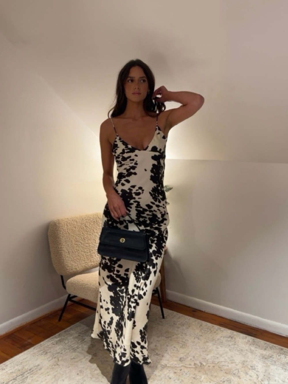 Zara cow print XS DRY CLEANER READY TO WEAR silk cow print dress. Adorable!
